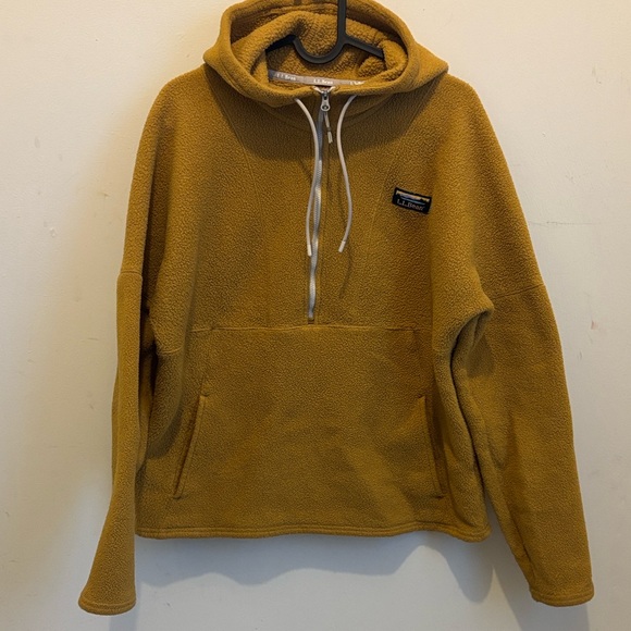 L.L Bean Mustard Yellow Katahdin Fleece 1/2 Zip Hooded Pullover Women’s Xsmall - Picture 2 of 5